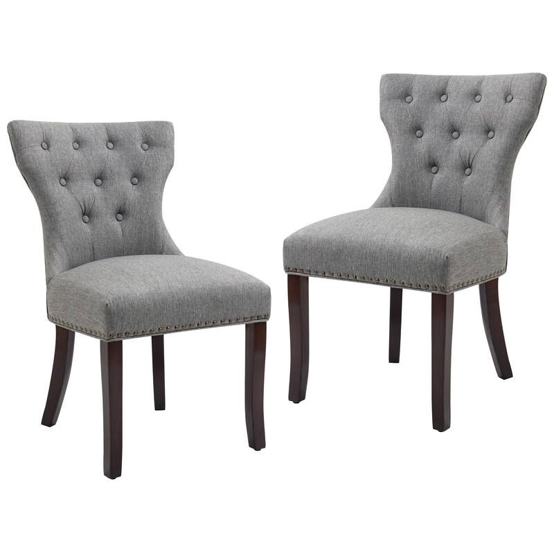 Fabric Wingback Dining Chairs Comfy Armless Accent Chairs Set of 2