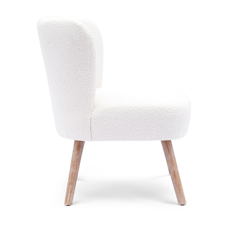 Boucle Polyester Upholstered Armless Accent Chair - Stain Resistant