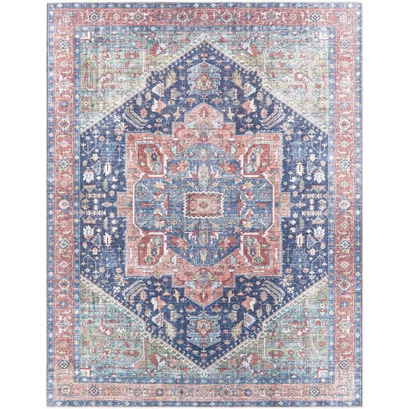 Livabliss Vintage Amelie Medallion Washable Area Rug