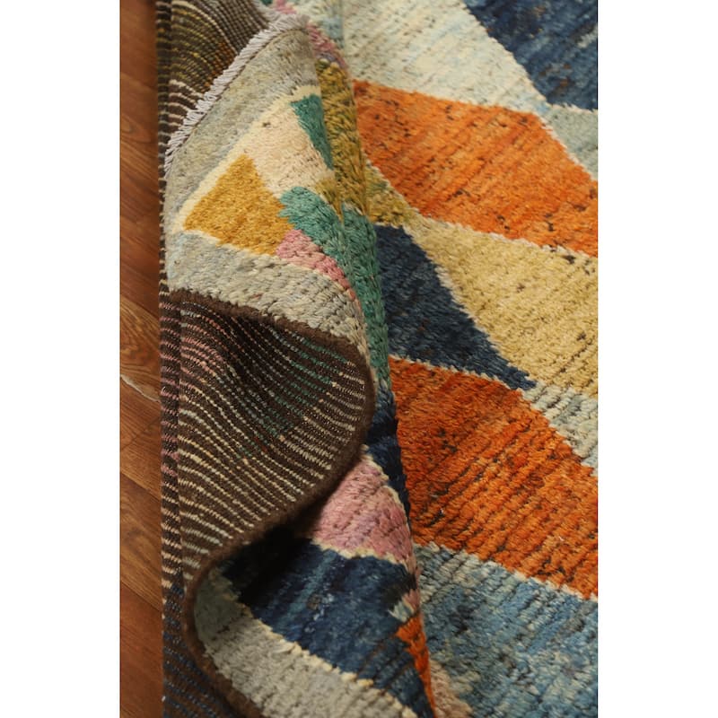 Geometric Moroccan Rug Handmade Tribal Multi-Color Wool Carpet - 5'3" x 6'4"