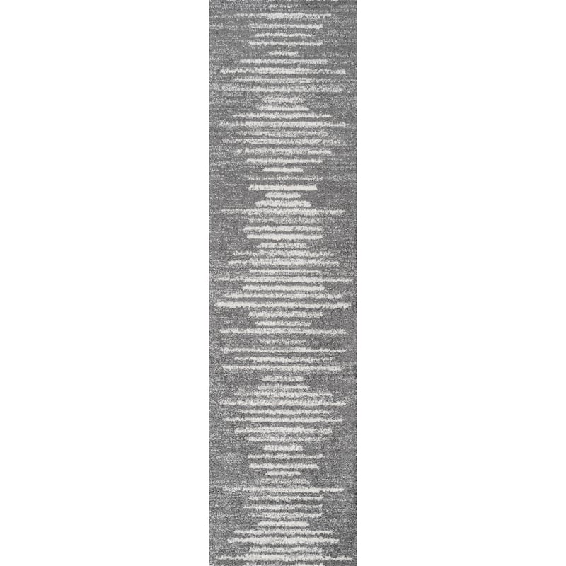 JONATHAN Y Aisha Berber Stripe Geometric Area Rug - 2 X 8 - Gray/Cream