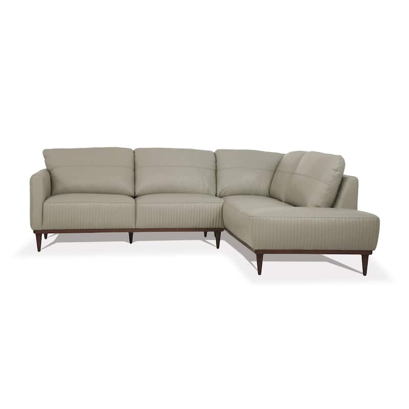 Klayton Airy Green Right Facing Leather Sectional with L Shape