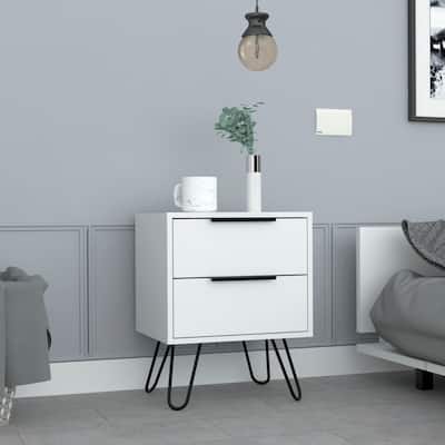 Modern Design Nightstand with 2 Large Capacity Drawers, Metal Handles, 4 Legs, Suitable for Any Bedroom Living Room