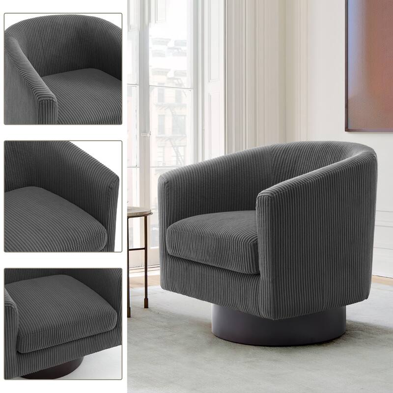 2 Set 360° Swivel Corduroy Accent Chairs Barrel Armchairs