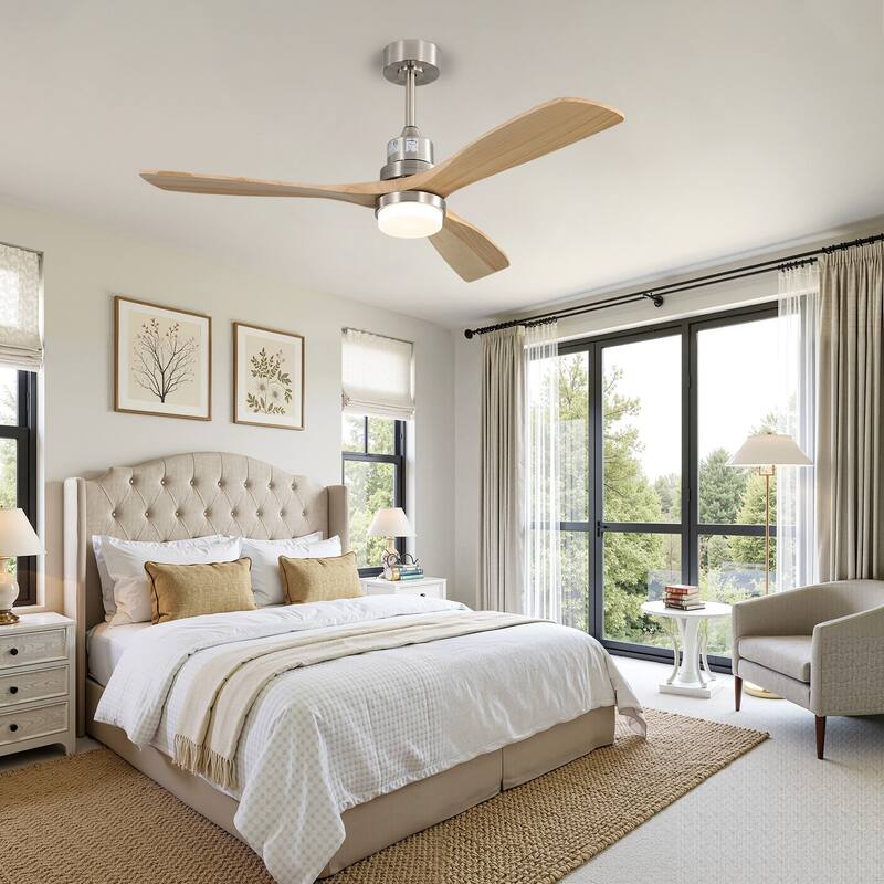 Sofucor 52 Inch Ceiling Fan with Light and Remote,Smart Optional,Quiet DC Motor for Bedroom Living Room Farmhouse Patio Porch