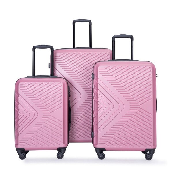 3PCS ABS Lightweight Suitcase Luggage Set with Two Hooks and TSA