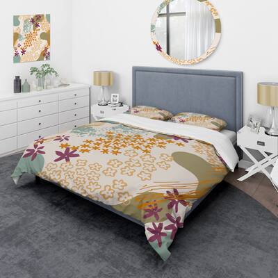 Designart 'Flowers Silhouettes and Fluid Shapes' Modern Duvet Cover Set