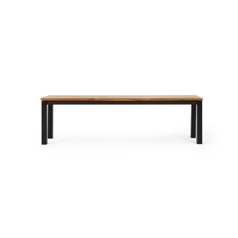 Lindsey Acacia Wood and Iron Outdoor Dining Bench by Christopher Knight Home
