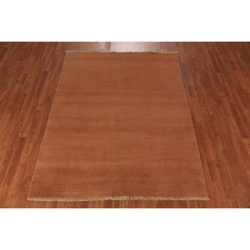 Gabbeh Modern Area Rug Handmade Oriental Orange Tribal Wool Carpet - 4'11" x 6'6"