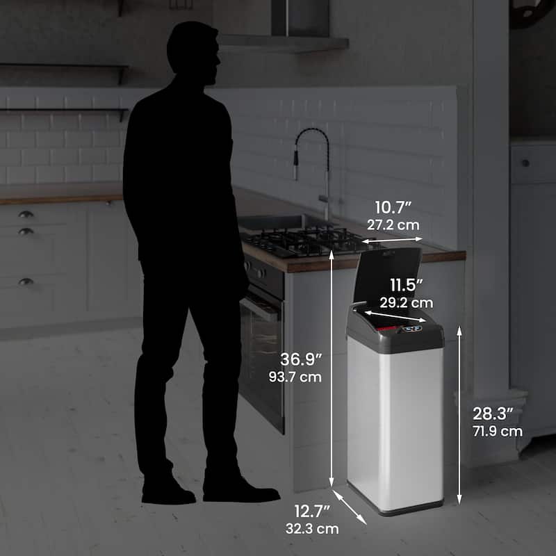 iTouchless 13 Gal Extra-Wide Stainless Steel Sensor Kitchen Trash Can