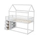 preview thumbnail 9 of 21, Charming Twin over Twin House Bunk Bed with Roof, Shelves, and Drawers, Sturdy Pine Wood Construction, Space-Saving for Kids