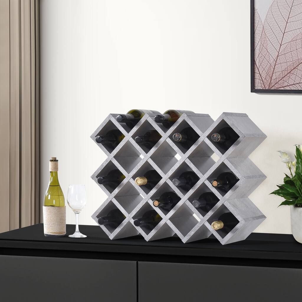 Cava Concrete Grid Design Modern Wine Rack