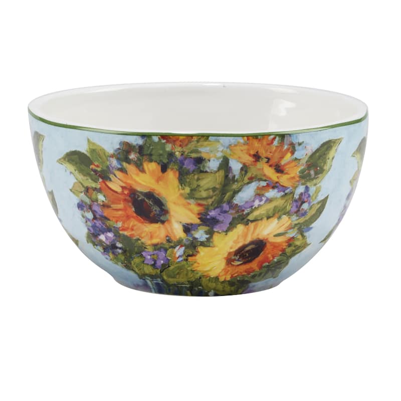 Certified International Sunflower Bouquet 28 oz. Ice Cream/Dessert Bowls, Set of 4 Assorted Designs - 28 Oz.