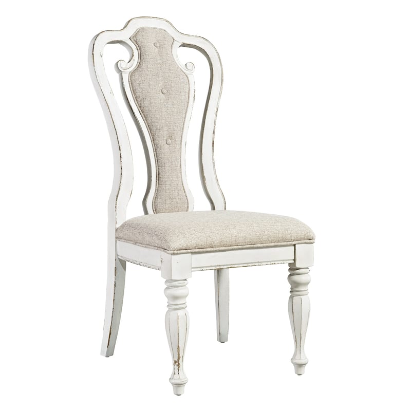 Magnolia Manor Antique White Weathered Bark 7 Piece Leg Table Set