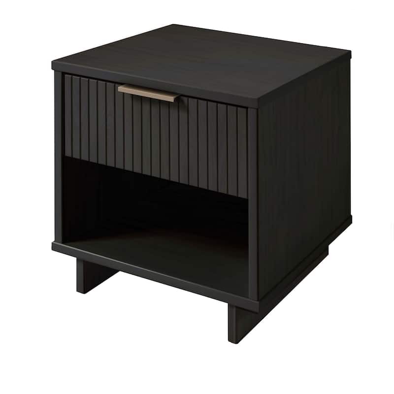 Manhattan Comfort Granville Mid Century Solid Wood 1 Drawer Nightstand Set of 2