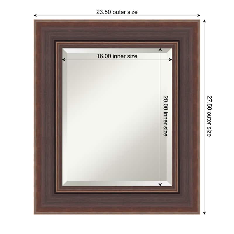 Moab Brown Bronze Beveled Framed Bathroom Vanity Wall Mirror - Moab Brown Bronze - 24 x 28 in