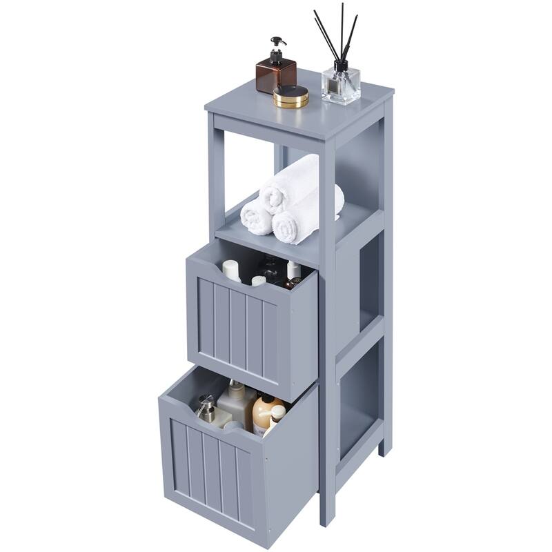Yaheetech 3 Tiers Floor Bath Cabinet, 2 Hideaway Drawers 1 Shelf