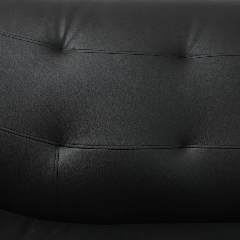 Black Faux leather 3 Seater Living Room Sofa