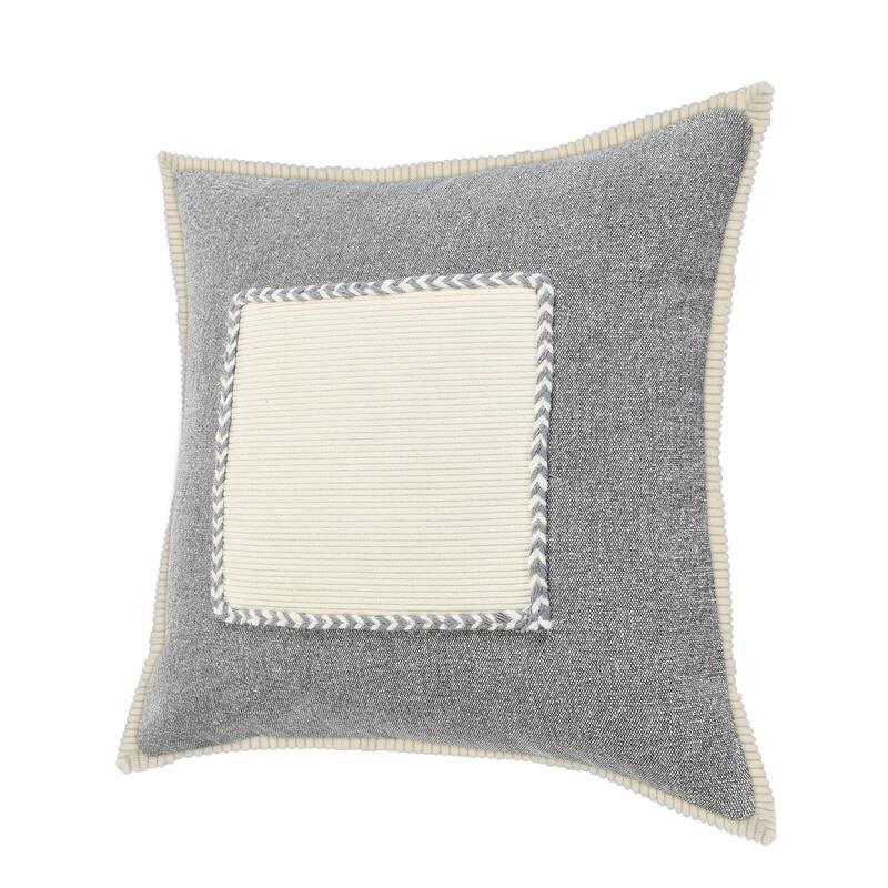 Handwoven Geometric Throw Pillow Cover - 20" - Gray and White