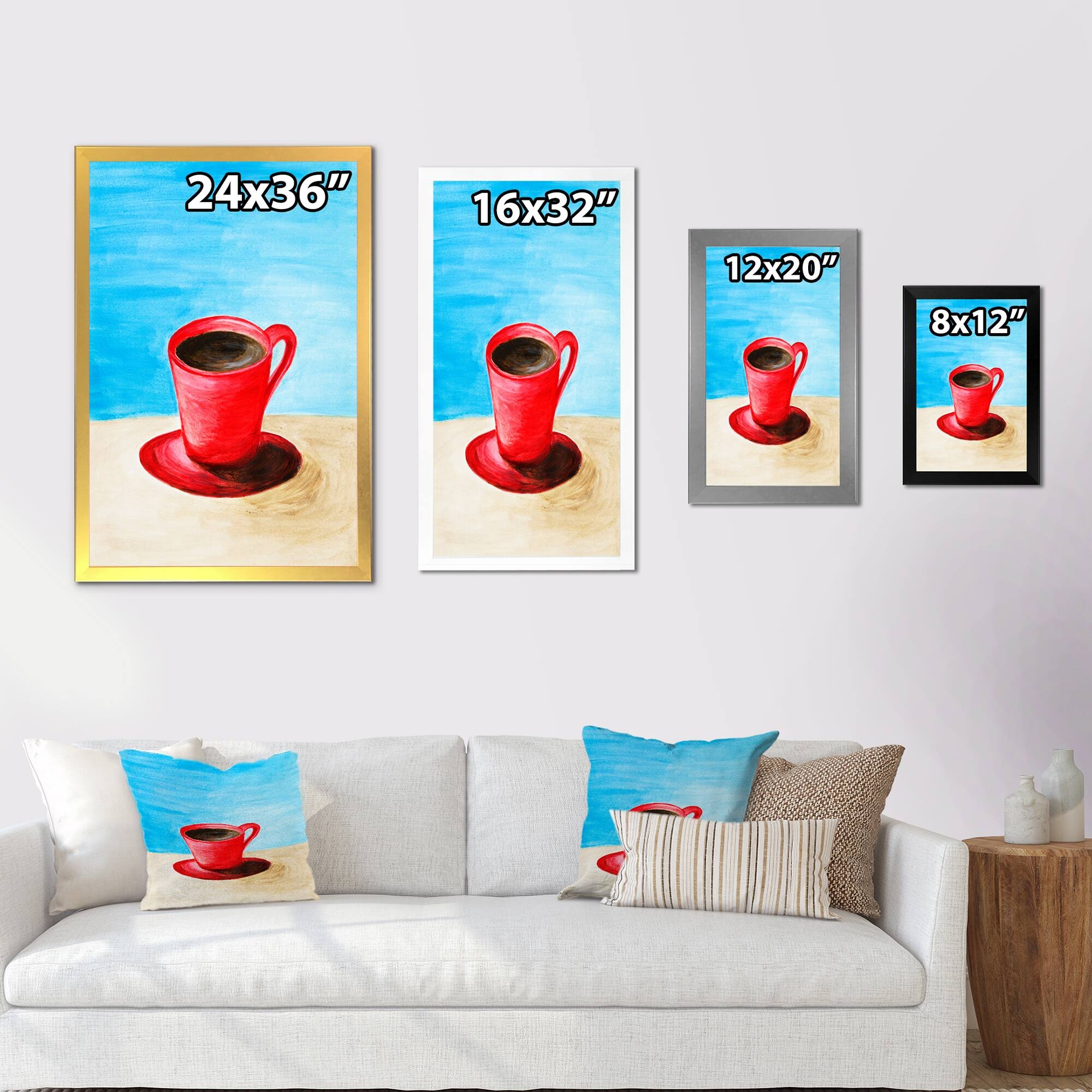 Designart "Red Cup Of Coffee" Traditional Framed Wall Art Bed Bath