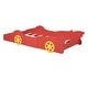 preview thumbnail 7 of 10, Twin Size Race Car-Themed Platform Bed with Functional Wheels and Safety Rails for Kids' Bedrooms