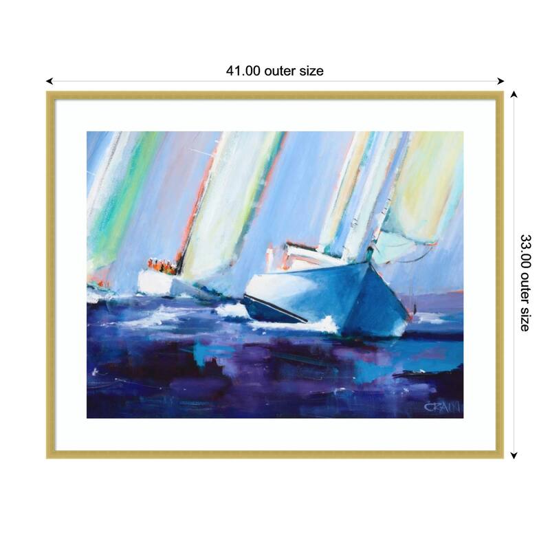 Beating No. 2 by Curt Crain Wood Framed Wall Art Print - 41 x 33 in - Gold