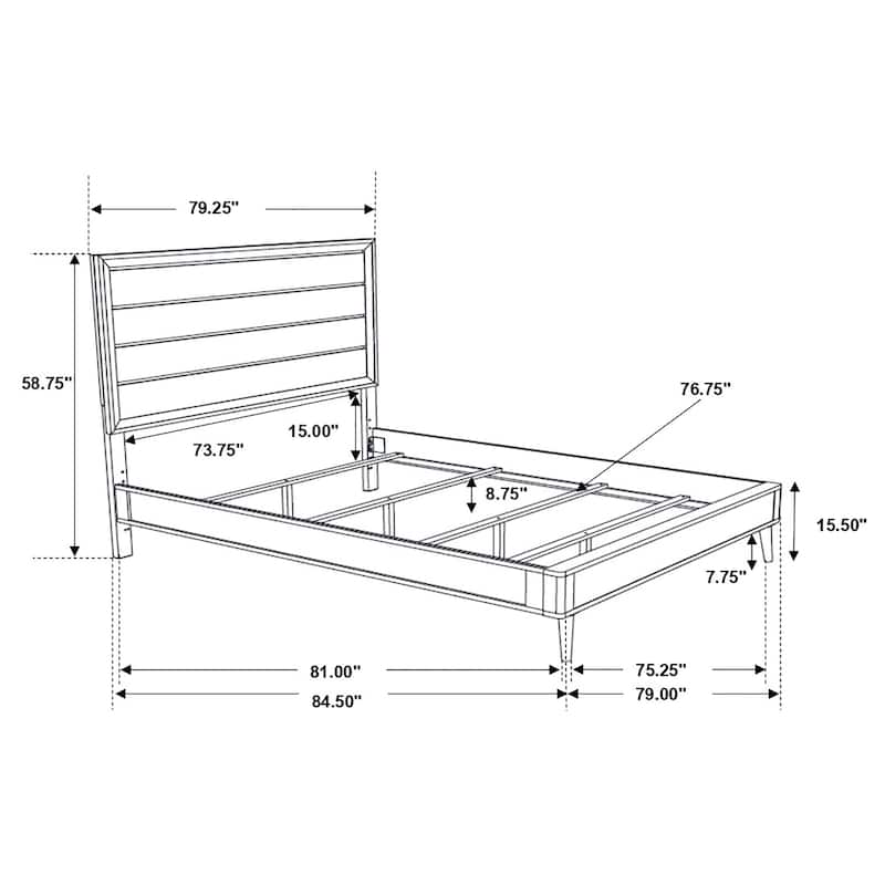 Ramon Modern Classic Wood Panel Bed Metallic Sterling