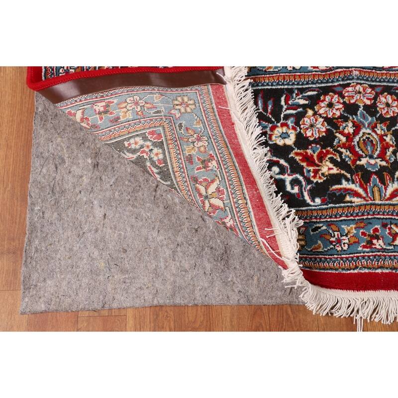 Traditional Kashan Turkish Rug Floral Red Machine-Made Carpet - 9'8" x 13'1"