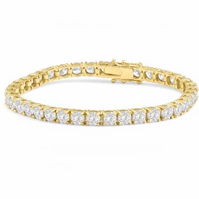 13 Ct. Round Cut Natural Diamond Yellow Gold Round Cut Tennis Bracelet 7"