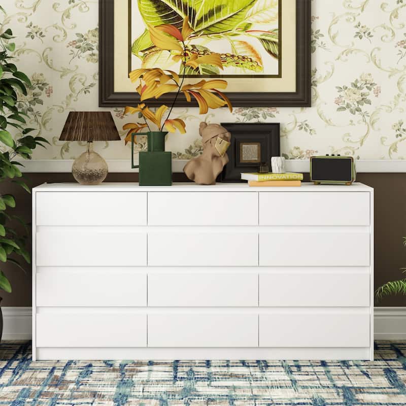 12 Drawer Dresser for Bedroom with Deep Drawers Large Floor Wood Chest