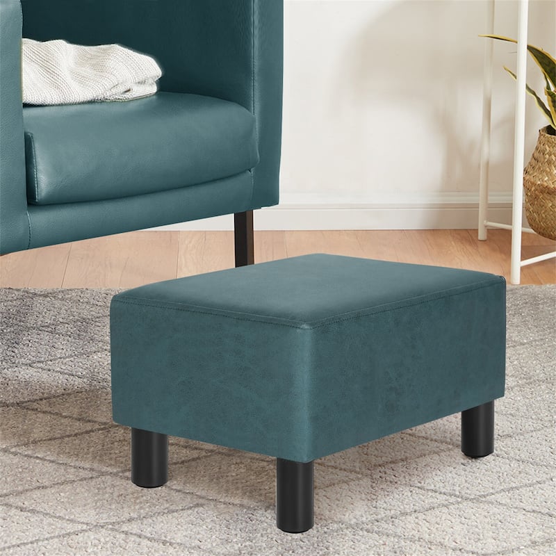 Adeco Rectangle Footrest Ottoman Faux Leather Foot Stool