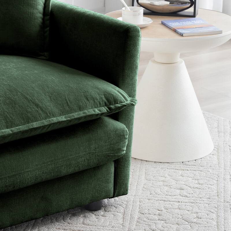 Modern Accent Chair with Ottoman Upholstered Armchair - Green