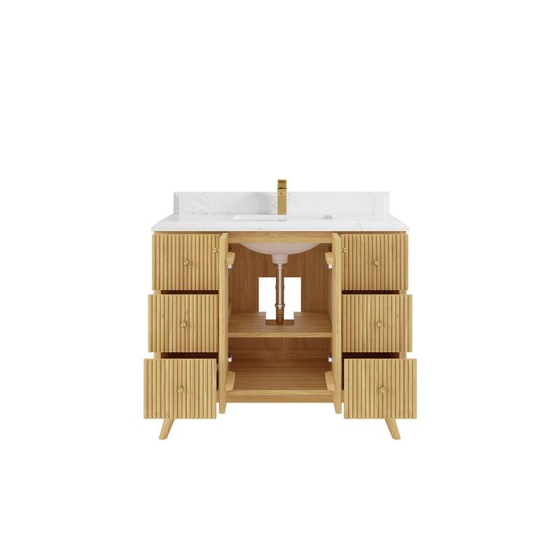 Willow Collections 42 in. W x 22 in. D Pasadena Solid TeakSingle Sink Bathroom Vanity with Countertop