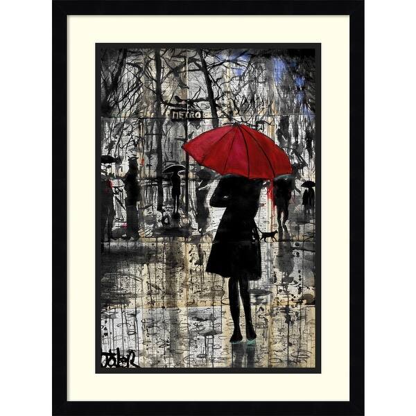 slide 1 of 6, Framed Art Print 'Metro Red Umbrella' by Loui Jover 17 x 23-inch Wood - Black
