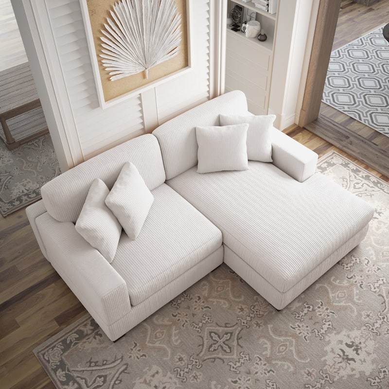 Corduroy Modular Couch Sectional Chaise Lounge Sofa