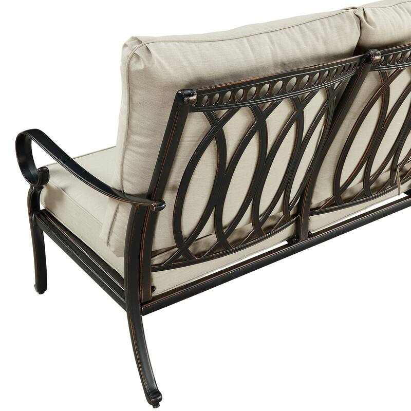 Black Aluminum Deep Seating Deep Seating Sofa with Cushions