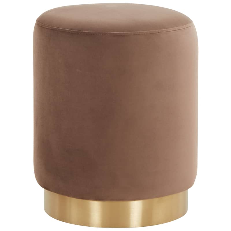 SAFAVIEH Couture Fanka Velvet Ottoman with Brass Base- Navy / Brass