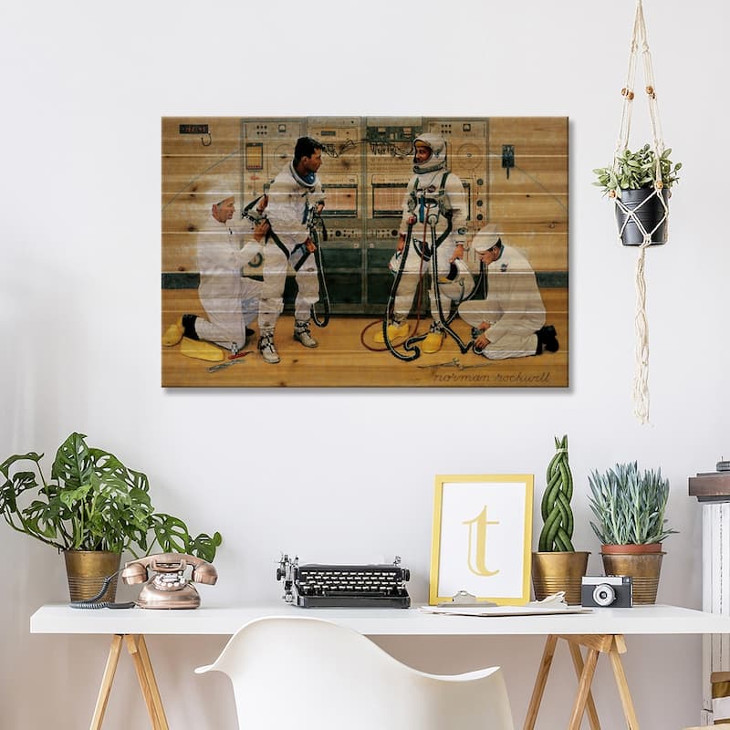 The Longest Step Print On Wood by Norman Rockwell - Multi-Color
