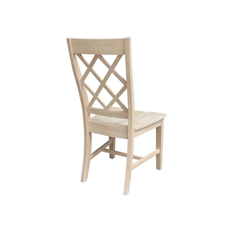 Set of Two Solid Wood Dining Chairs, Unfinished