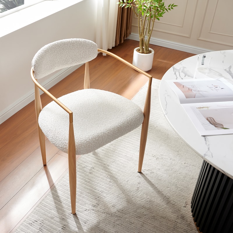 Morden Fort Modern Boucle Dining Chairs Armchair Set of 4