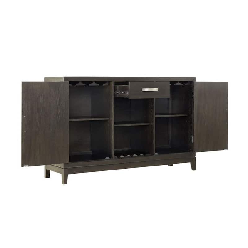 Jefy Sideboard Buffet Server Cabinet, Brown Wood, 2 Cabinets, 1 Drawer