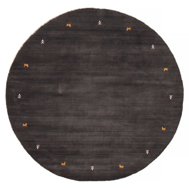 Kashkuli Gabbeh Grey Rug 6'6" x 6'6" - 6'6 x 6'6 - Dark Grey - 6'6 x 6'6