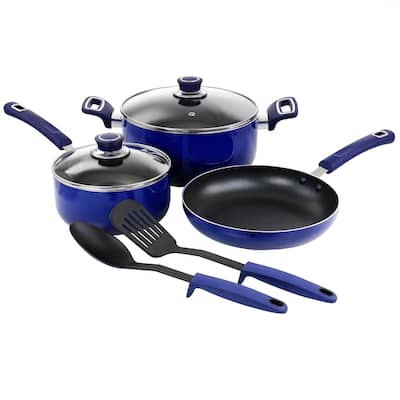 Non Stick Aluminum Cookware 7 Piece Set in Navy