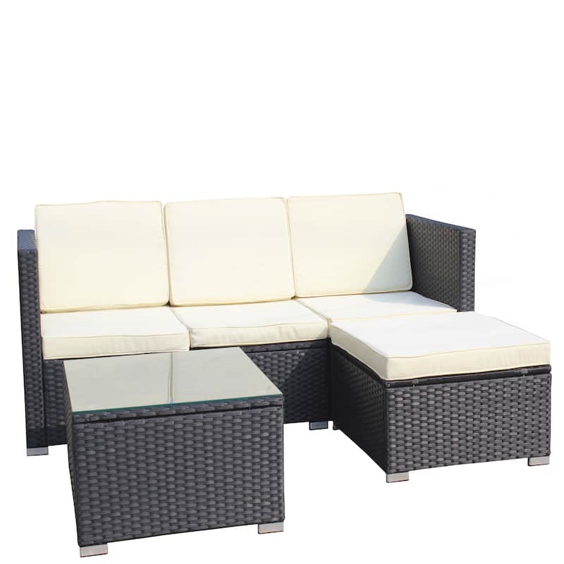 5-Piece PE Rattan Wicker Cushioned Sofa Sets