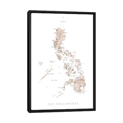 iCanvas "Map Of The Philippines In Neutral Watercolor" by blursbyai Framed Canvas Print