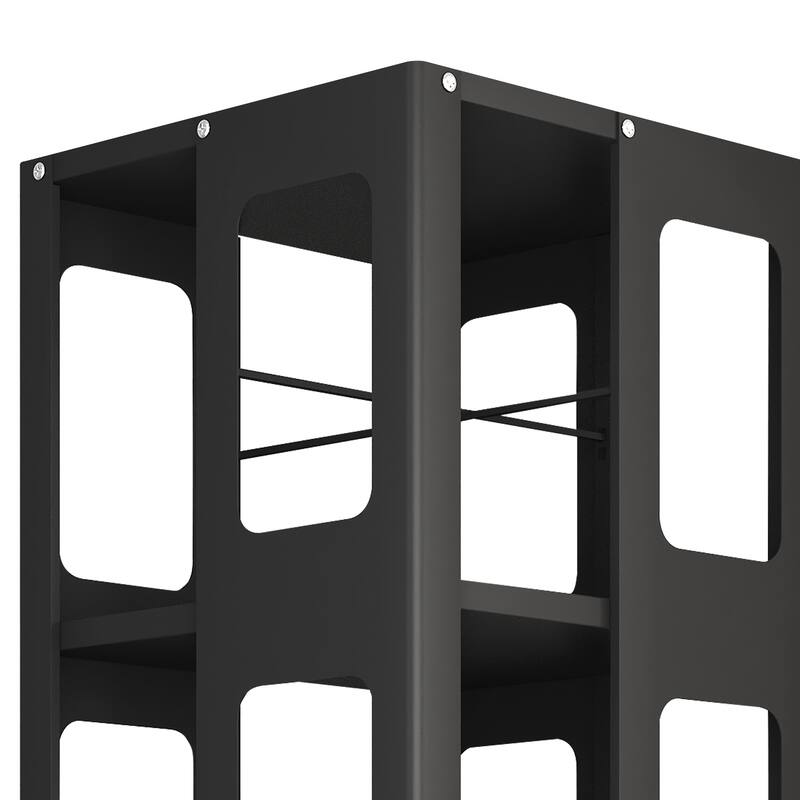Grey 4-Tier Rotating Bookshelf Heavy Duty Steel Storage Shelf for Home Office Study Room - 16.54" x 16.54" x 54.72"