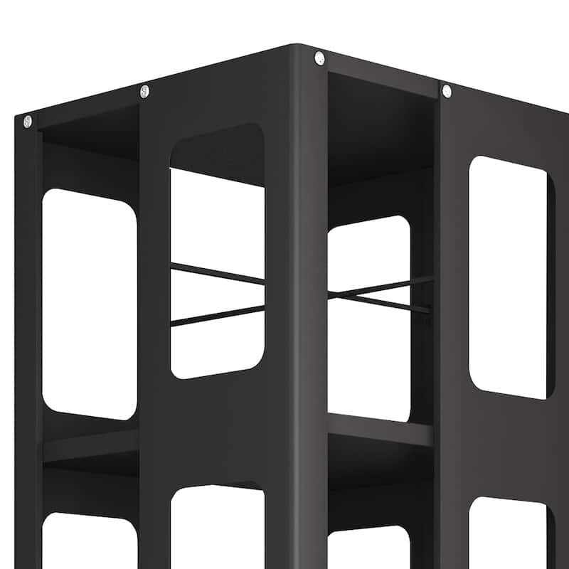 Modern 4-Tier Rotating Bookcase – 360° Swivel Wheels For Easy Mobility, Extra-Large All-Steel Construction .