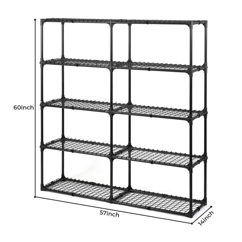 5-shelf Wire Rack With Cover (2 Pack), Versatile Design Heavy Duty Storage Shelf