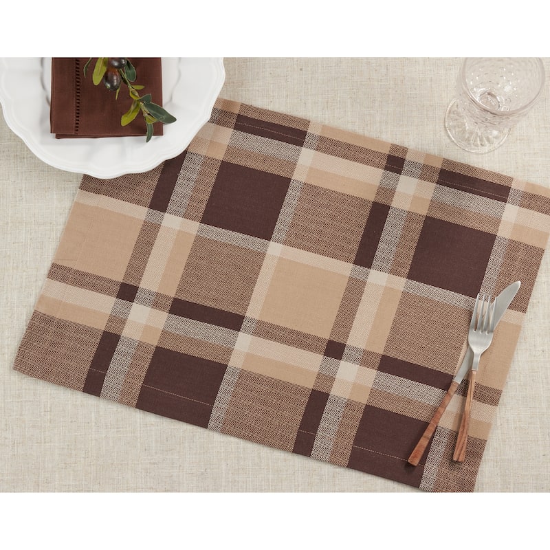Cotton Placemats With Plaid Design