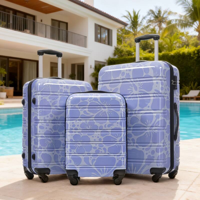3-Piece, Modern Luggage Sets, Lightweight Luggage with Silicone Handles and Combination Lock, for Boarding Travel, Blue